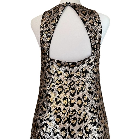 Ali & Jay Rawr Mini Dress In Black & Gold Sequin Leopard Print Size Small - Picture 6 of 12